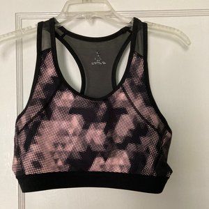 Pink and Black print Sports Bra